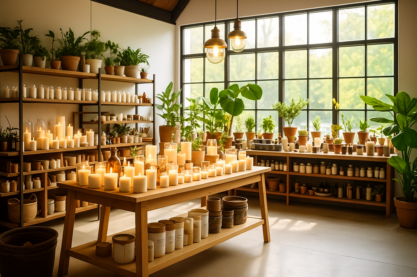 Candle-making workshop signature class – Dubai group session with guests
Fragrance oils and pouring pitchers at candle-making station
Guests smiling and crafting candles during workshop