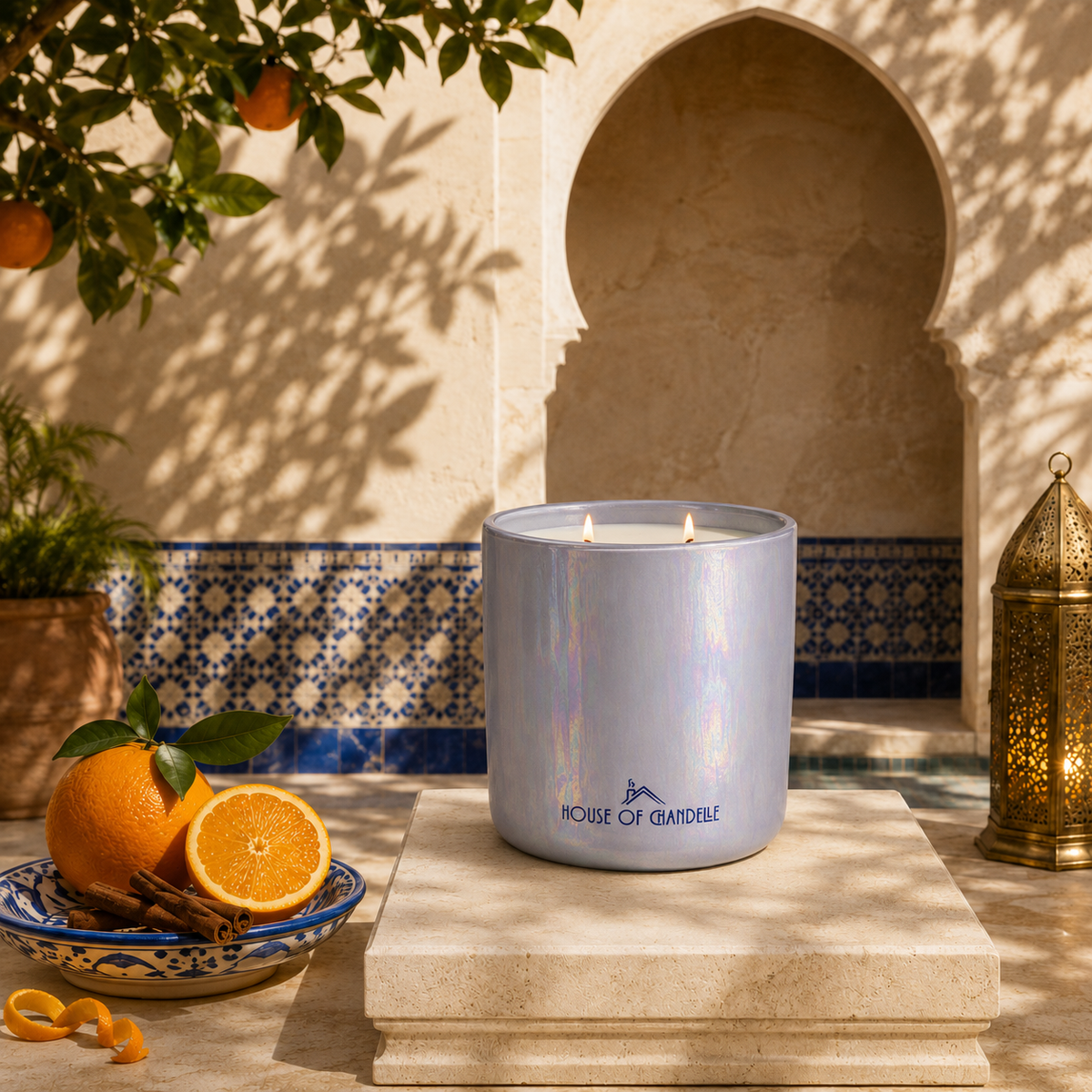 Orange Andalucía Aurora Chandelle scented candle 500g – House of Chandelle