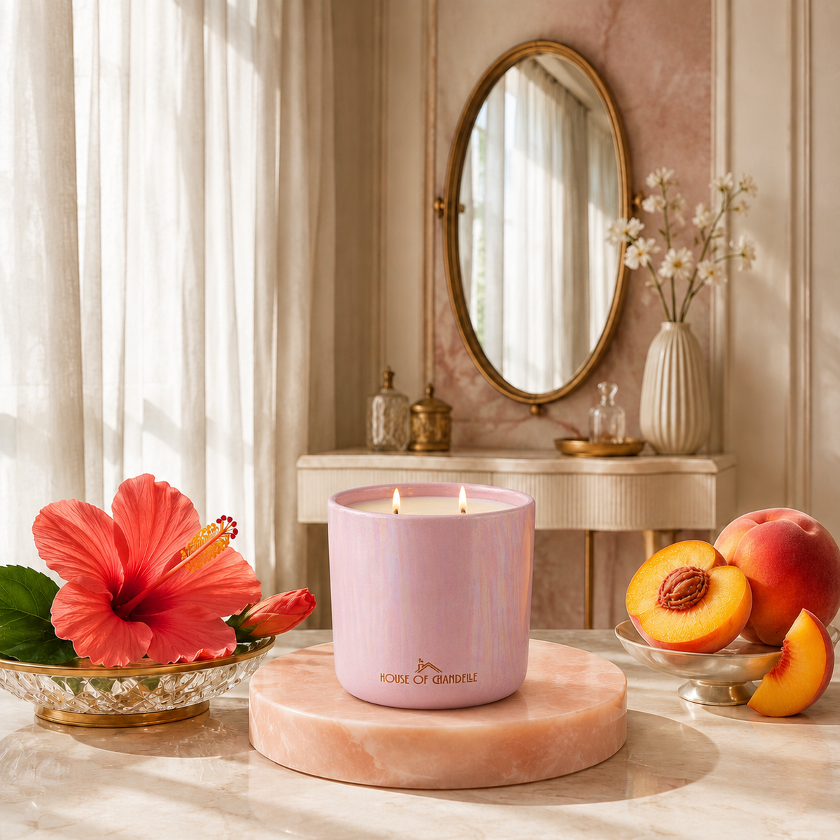 Hibiscus Tropical Whisper Opal Chandelle scented candle 500g – House of Chandelle