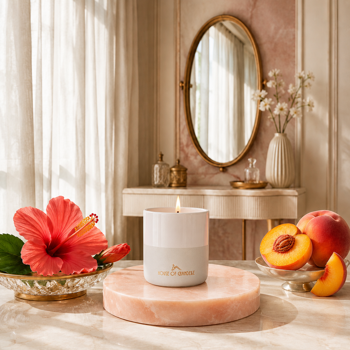 Hibiscus Tropical Whisper Dove Chandelle scented candle 230g – House of Chandelle