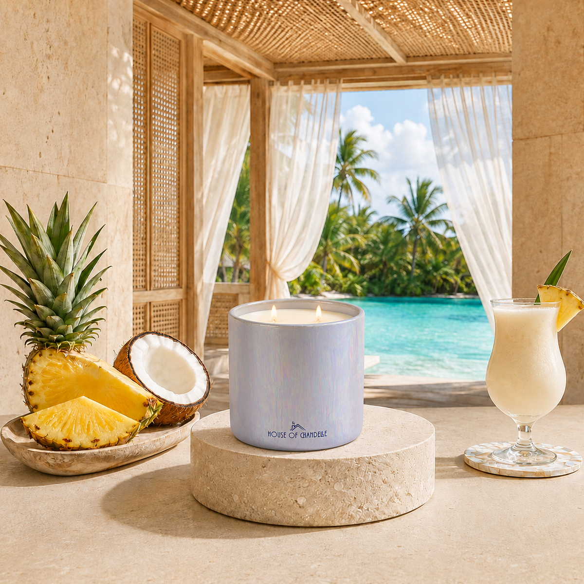 Pina-Coco Tahiti Aurora Chandelle scented candle 500g – House of Chandelle