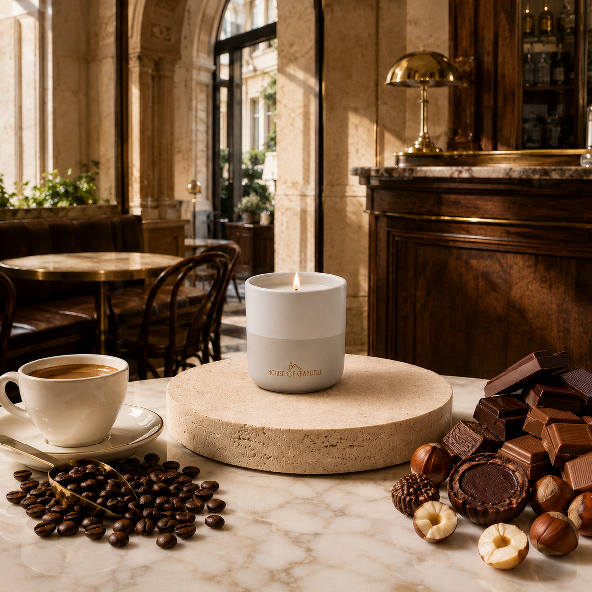 Nutty Coffee Mocha Dove Chandelle scented candle 230g – House of Chandelle
