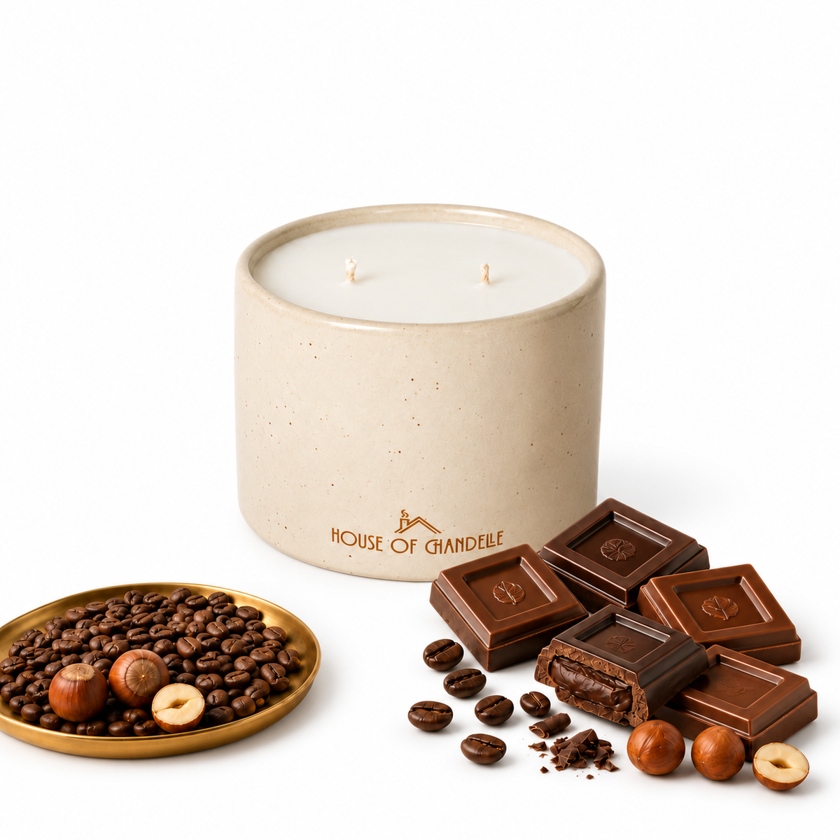 Nutty Coffee Mocha Dune Chandelle scented candle 350g – House of Chandelle