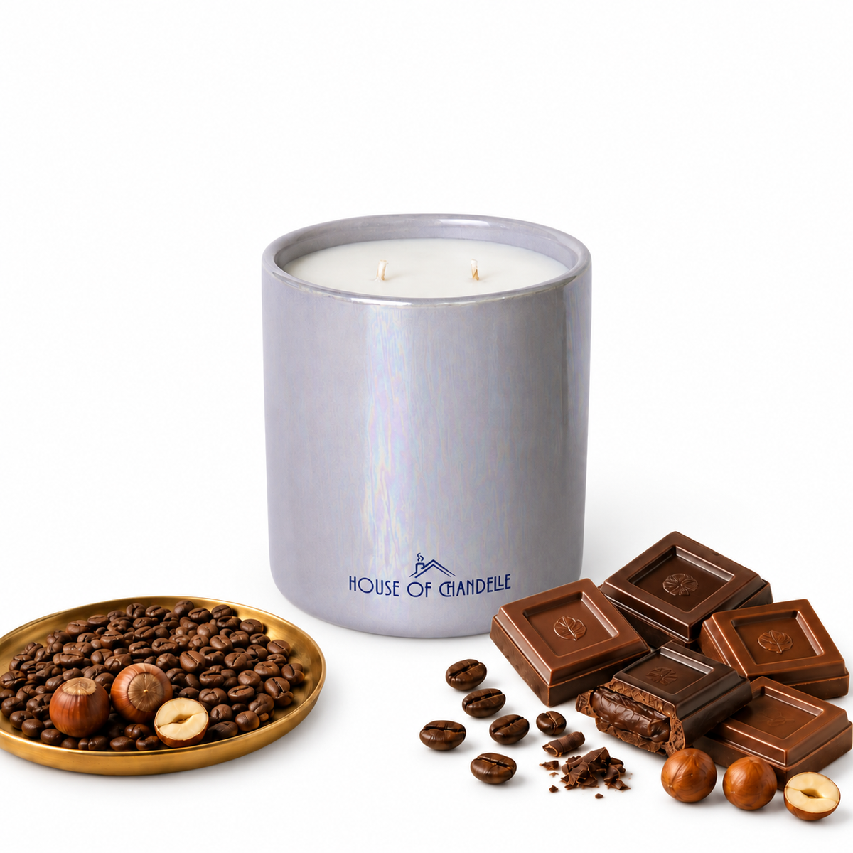 Nutty Coffee Mocha Aurora Chandelle scented candle 500g – House of Chandelle