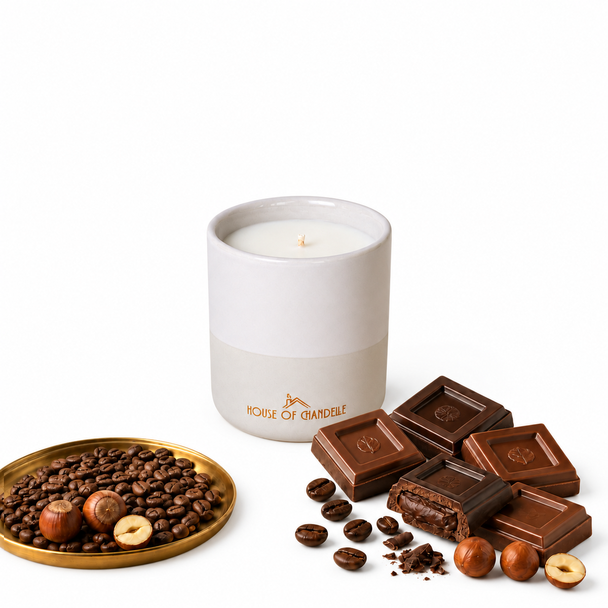Nutty Coffee Mocha Dove Chandelle scented candle 230g – House of Chandelle