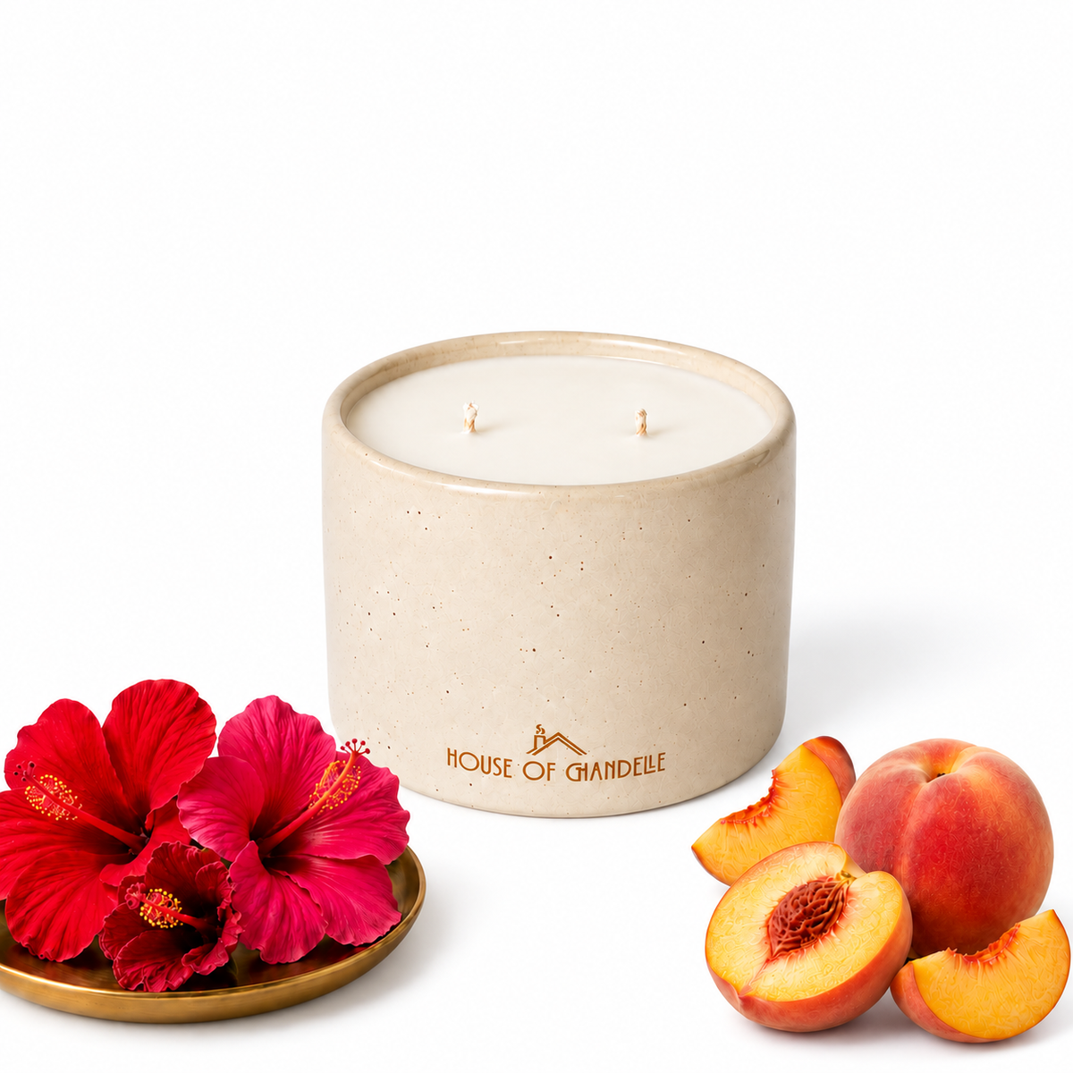 Hibiscus Tropical Whisper Dune Chandelle scented candle 350g – House of Chandelle