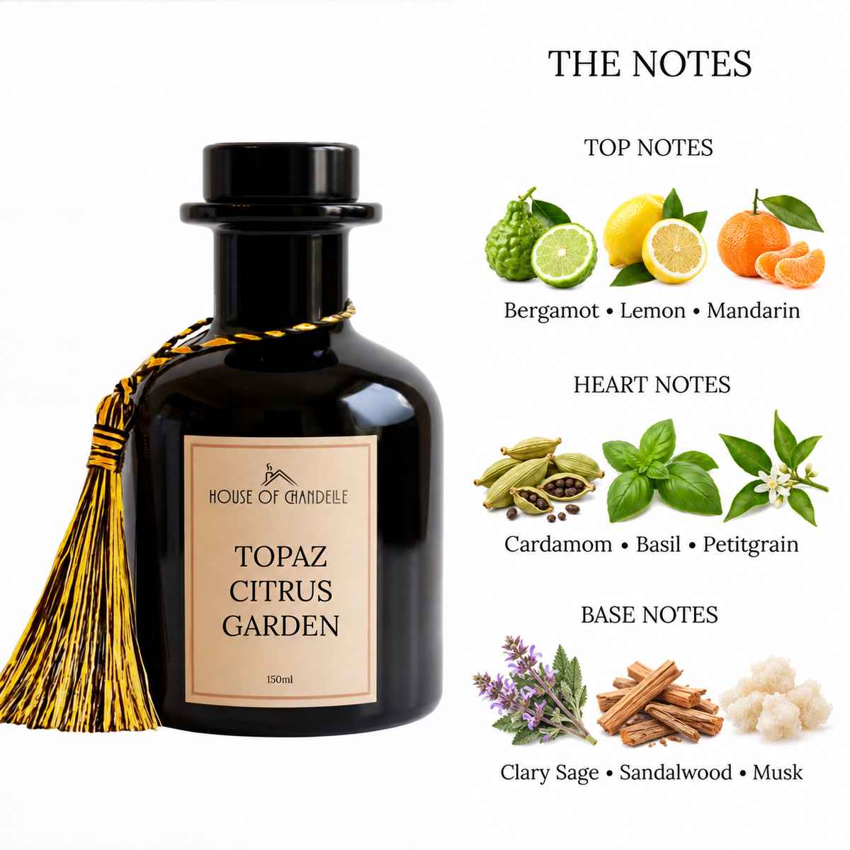 Topaz Citrus Garden citrus reed diffuser – House of Chandelle