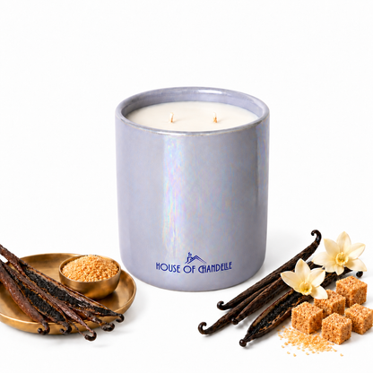 Vanilla Crème de Bourbon Aurora Chandelle scented candle 500g – House of Chandelle