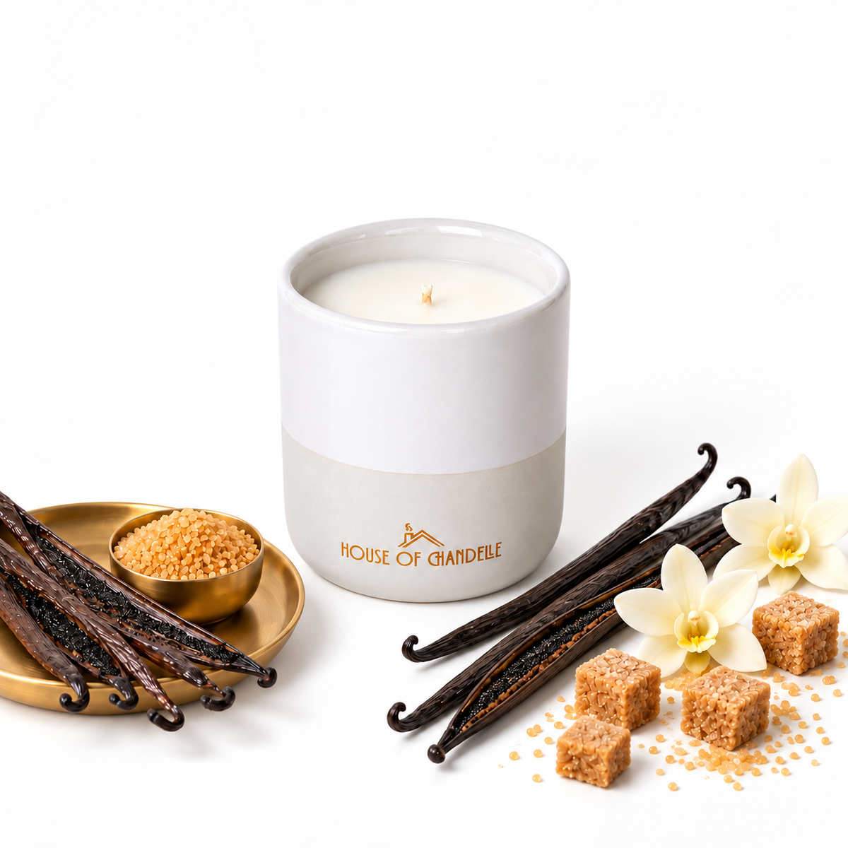 Vanilla Crème de Bourbon Dove Chandelle scented candle 230g – House of Chandelle