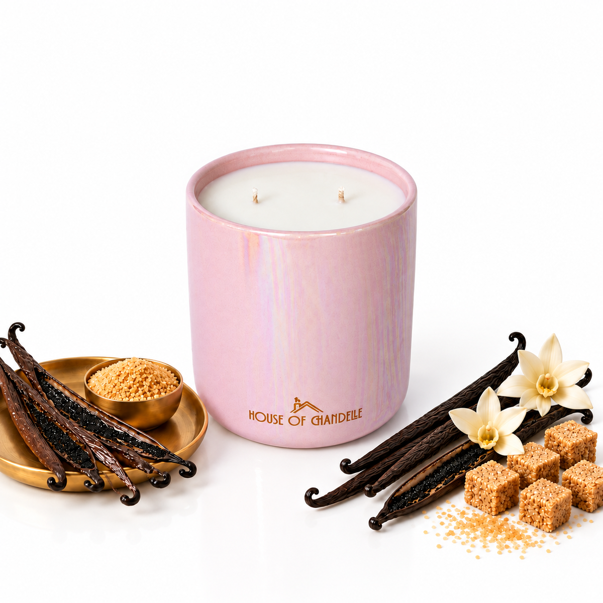 Vanilla Crème de Bourbon Opal Chandelle scented candle 500g – House of Chandelle